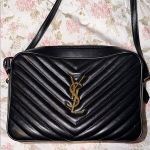 Yves Saint Laurent Black Chevron Crossbody Bag